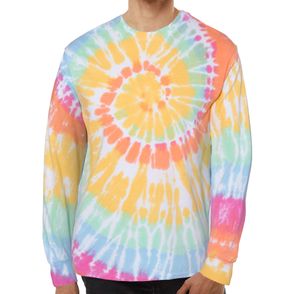 Dyenomite Multi-Color Spiral Tie-Dyed Long Sleeve T-Shirt