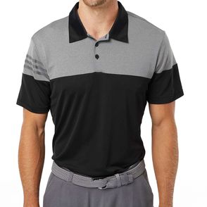 Adidas Heathered 3-Stripes Colorblocked Polo