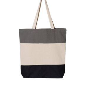 Q-Tees Tri-Color Canvas Tote Bag