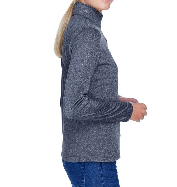 UltraClub Women's Cool & Dry Heather Quarter-Zip Pullover - sd