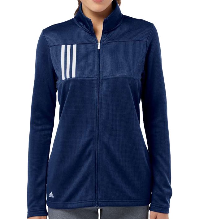 Adidas Women's Team Collegiate Red / Grey Two 3-Stripes Double Knit  Full-Zip Sweatshirt