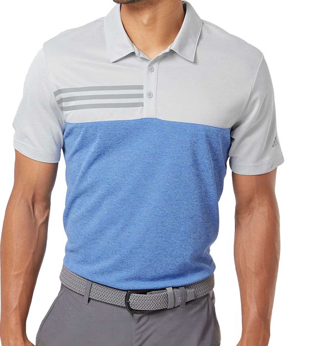 Adidas Heathered Colorblocked 3-Stripes Polo