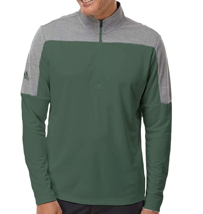 Adidas Heather Coloblock Quarter-Zip Pullover 