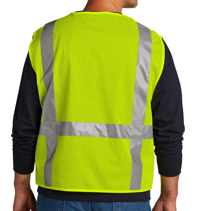 CornerStone Class 2 Mesh Six-Pocket Zippered Safety Vest - bk