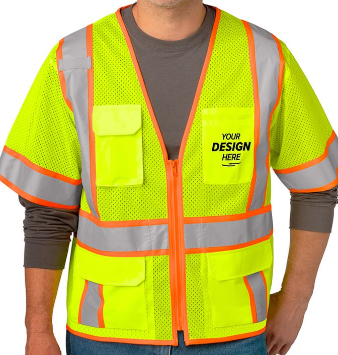 CornerStone Class 3 Surveyor Mesh Zippered Two-Tone Safety Vest