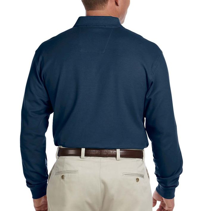 Custom Men's Long Sleeve Pique Polo Shirt | RushOrderTees®