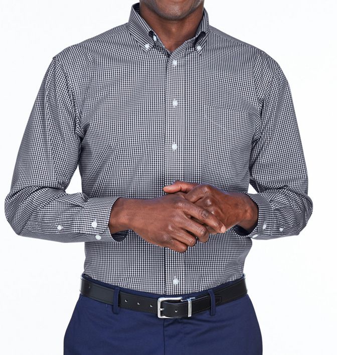 Devon & Jones Crown Collection™ Gingham Check Button Up Shirt