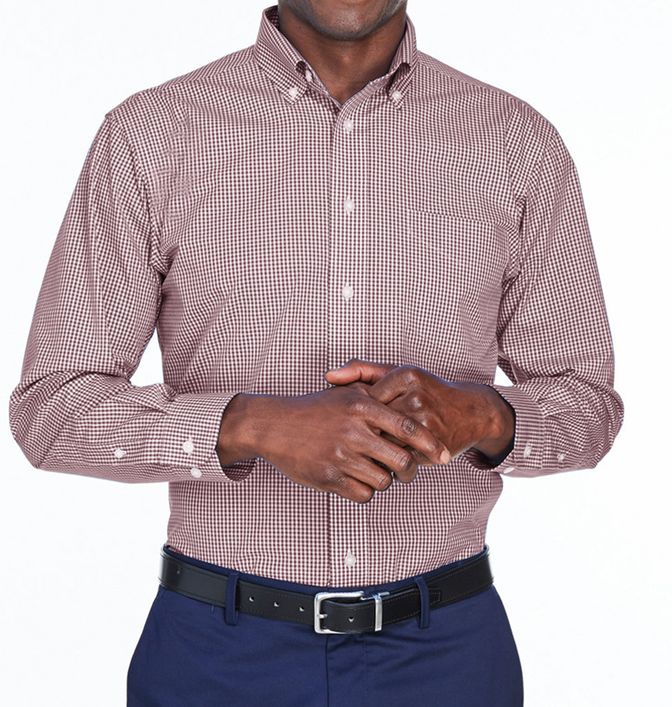 Devon & Jones Crown Collection™ Gingham Check Button Up Shirt
