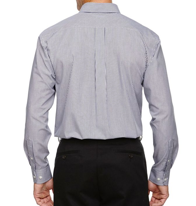 Devon & Jones Crown Collection™ Banker Stripe Button Up Shirt - bk