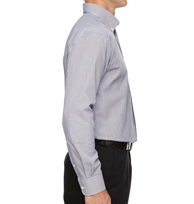 Devon & Jones Crown Collection™ Banker Stripe Button Up Shirt - sd