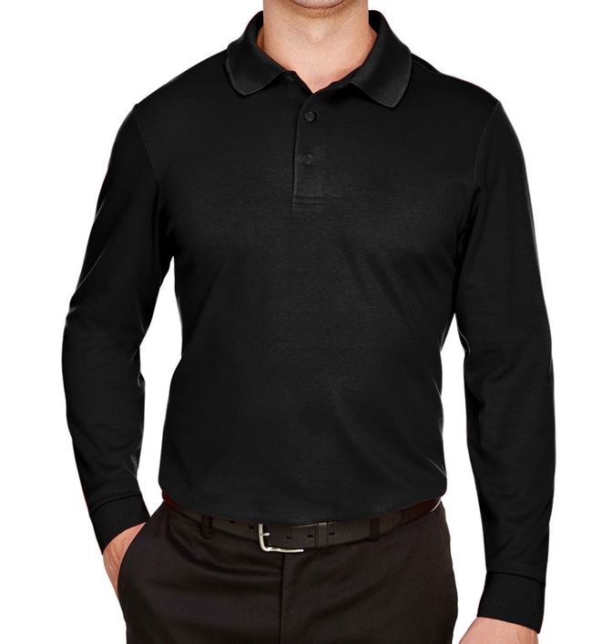 Devon & Jones CrownLux Performance™ Plaited Long Sleeve Polo Shirt