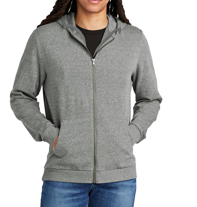 Custom District® Women's Fitted Jersey Full-Zip Hoodie Sweatshirt with Logo  