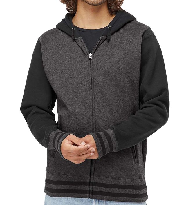 LETTERMAN WOOL HOODED JACKET GREY HEATHER