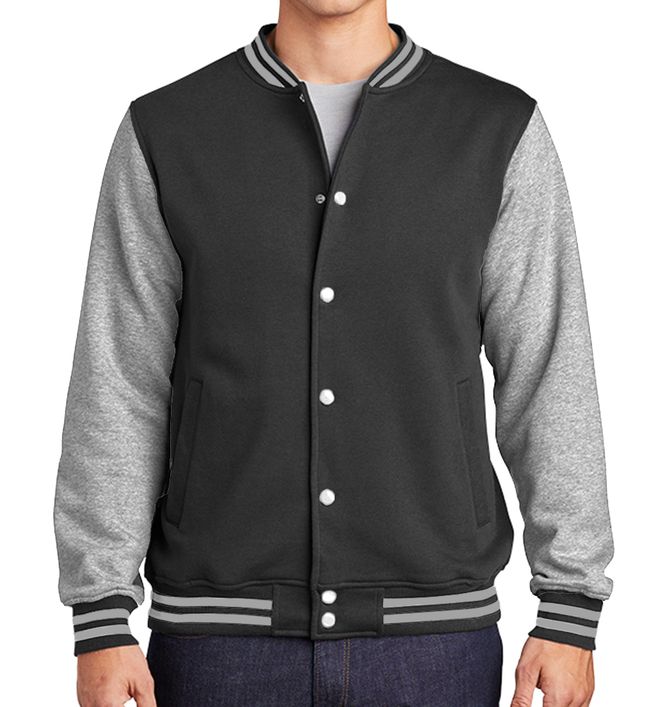 AWDis Hoods Varsity Letterman Jacket Jet Black/White XS