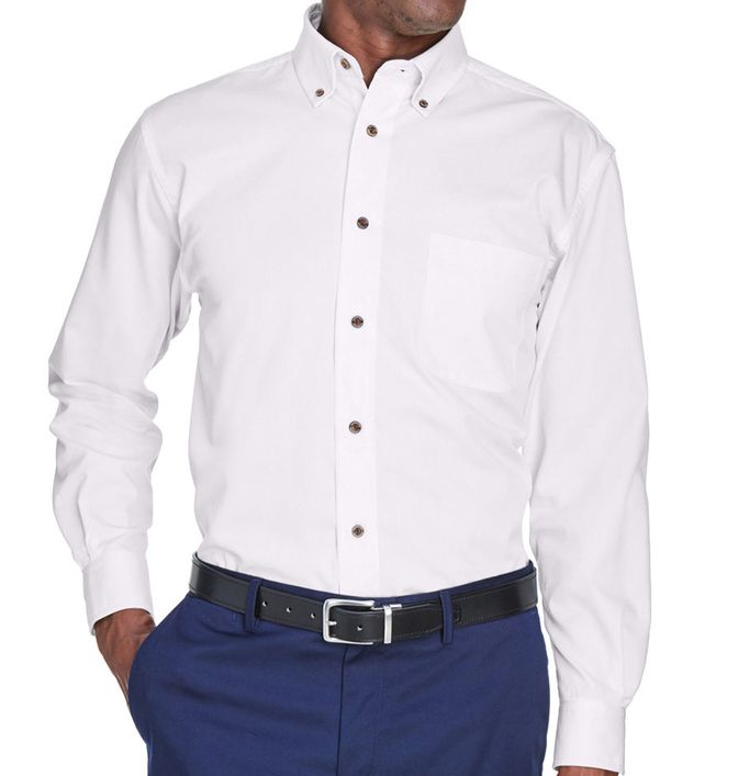 Harriton Tall Easy Blend Long-Sleeve Twill Shirt