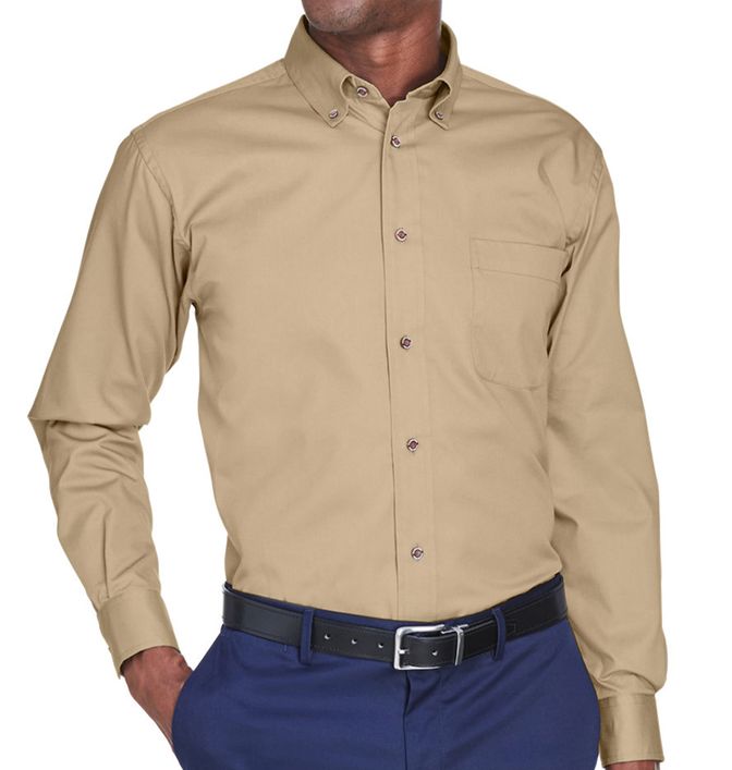 Harriton Tall Easy Blend Long-Sleeve Twill Shirt