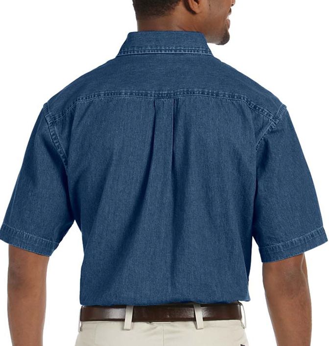 Harriton Short Sleeve Denim Button Down Shirt | RushOrderTees®