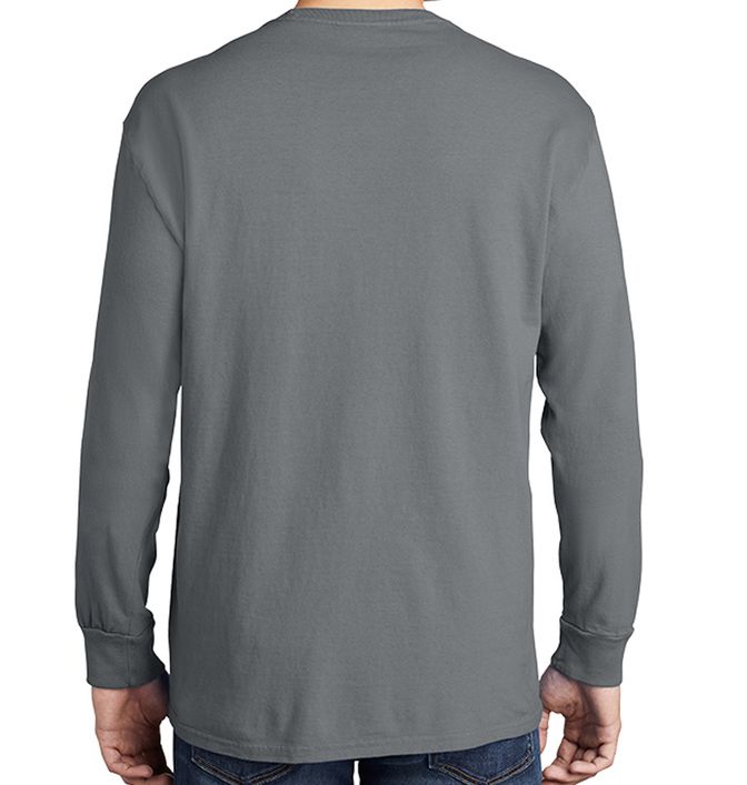 Port & Company Beach Wash Garment-Dyed Long Sleeve Pocket Tee - bk