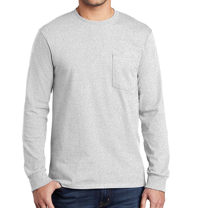 Port & Co Adult Male Men Plain Long Sleeves T-Shirt White 4X-Large