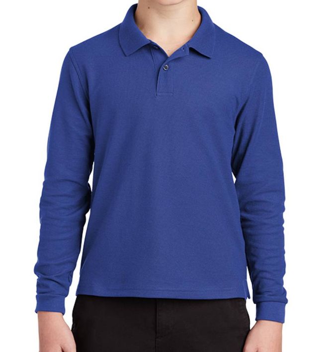 Port Authority Kids Silk Touch Long Sleeve Polo
